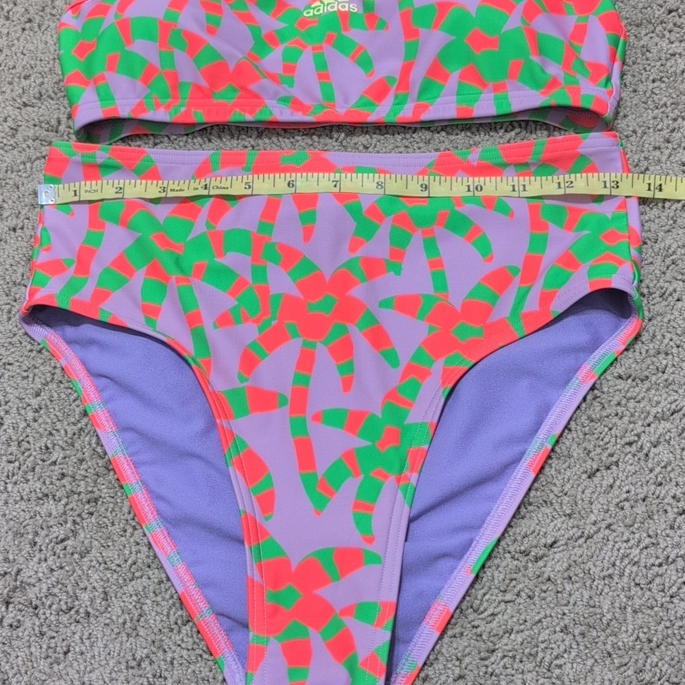 Adidas Farm Rio Bikini Purple Lime Burst High Waist Women's Size Medium - Picture 10 of 14